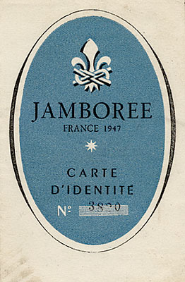 1947 World Jamboree ID card