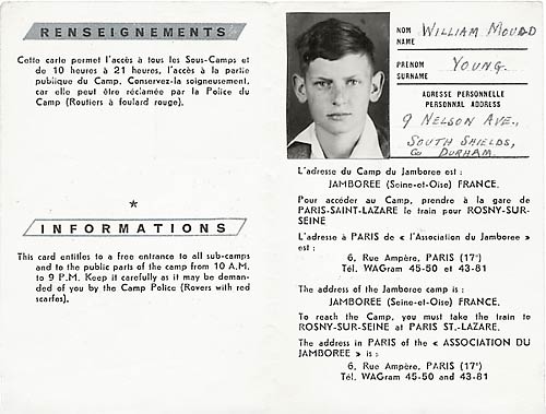1947 World Jamboree ID card