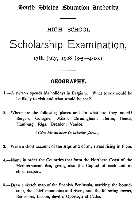 scholarship 1908 - geography